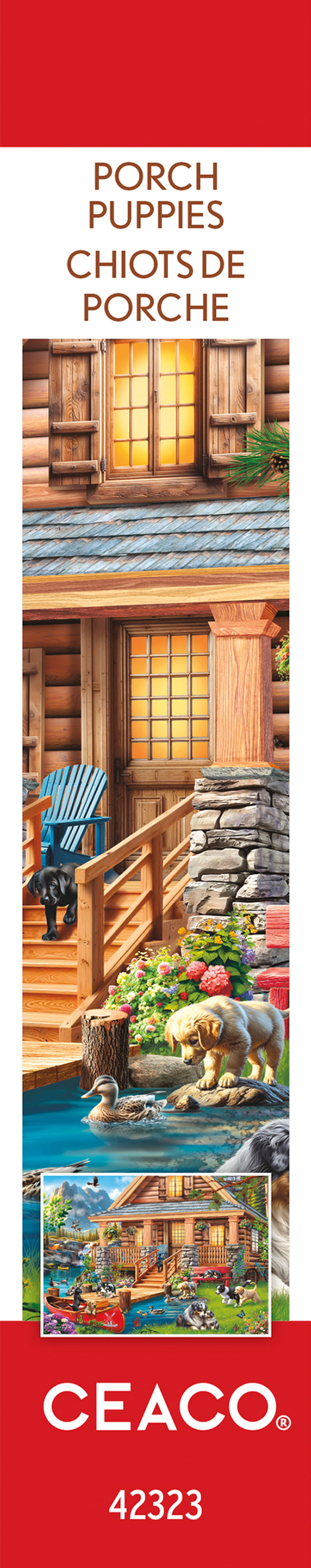 Ceaco P.D. Moreno Porch Puppies 500-Piece Interlocking Jigsaw Puzzle for Adults Ages 14+