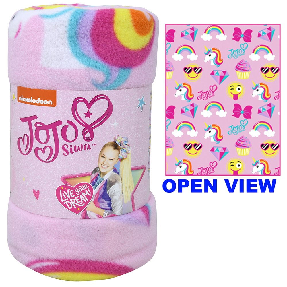 Nickelodeon Jojo Siwa Cute Bows & Hearts Kids Fleece Throw Blanket 45"x 60" 