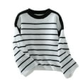 thumbnail image 4 of BXINGOHAI Trendy Striped Sweaters for Women Crewneck Long Sleeve Pullover Shirts Casual Loose Tops 2024 Fall Fashion Sweater Today Sales Black,S, 4 of 6