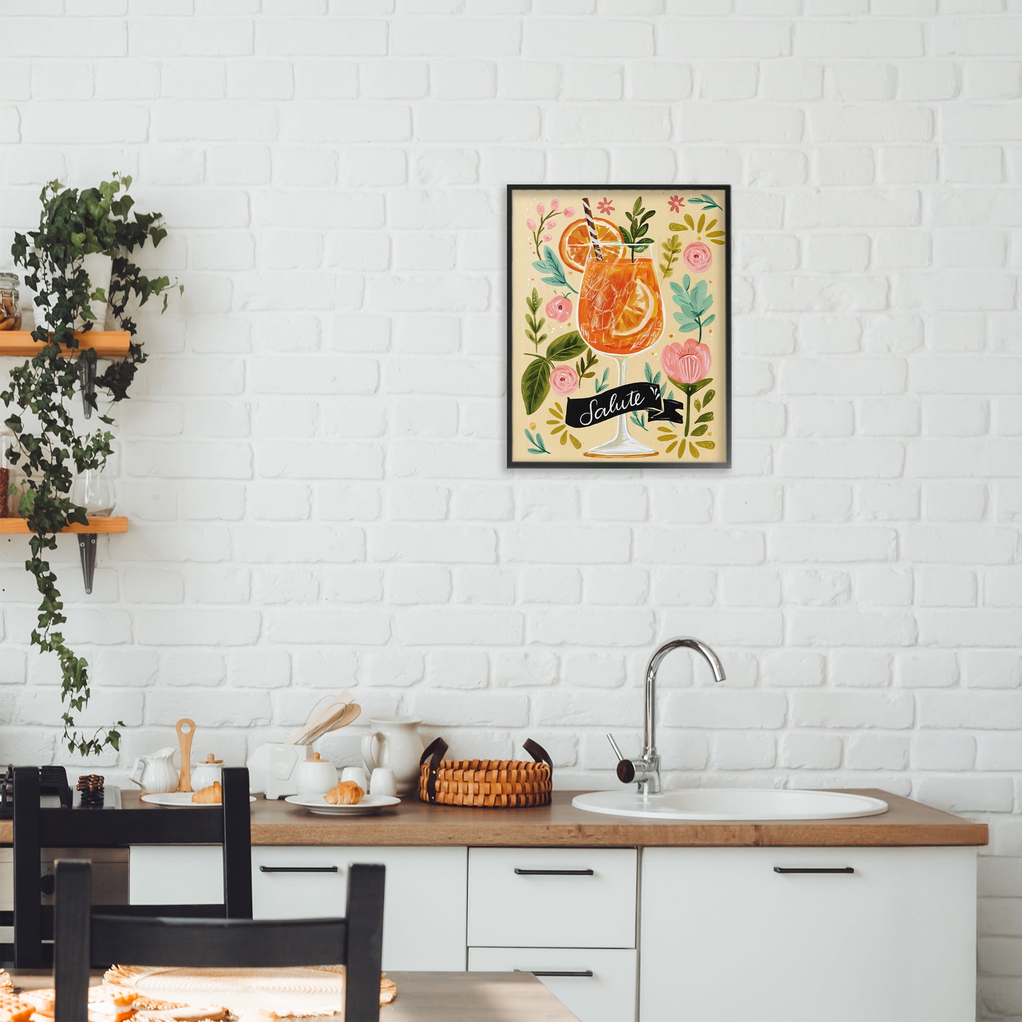 Stupell Industries Salute Citrus Cocktail Black Framed Giclee Art, design by Yen