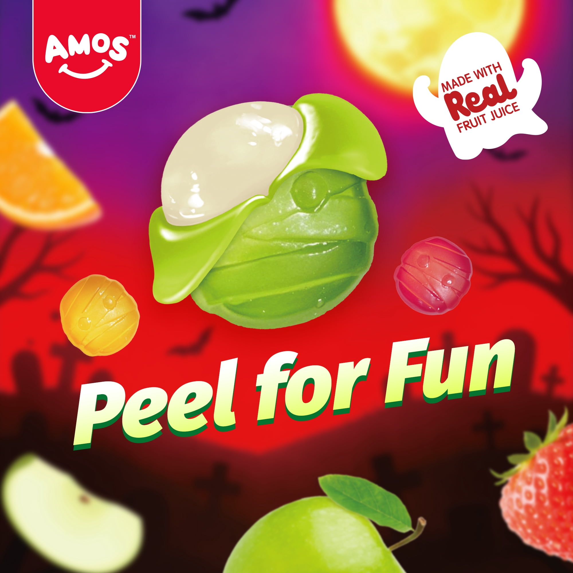 AMOS Peelerz Mummies Gummy Candy, Allergen Free, 3 oz (85 g)