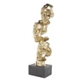 thumbnail image 6 of 8" x 25" Gold Polystone Stacked Face Cutout Mask Sculpture with Black Block Base, by DecMode, 6 of 9