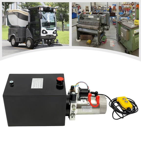Hydraulic Power Unit 15 Quart Hydraulic Pump Single Acting Hydraulic Power 12V DC Hydraulic Pump for Dump Trailer Car Lifting Steel Hydraulic Power Pump 3000RPM