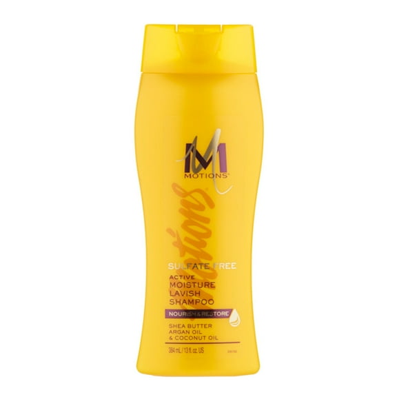 Motions Active Moisture Lavish Shampoo - For Wavy, Curly, Coily, Relaxed Hair & Locs, With Coconut Oil, Argan Oil and Shea Butter, Clarifying & Moisturizing,13 oz.