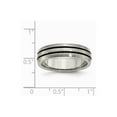 thumbnail image 6 of Grey Titanium Ring Band Wedding Black Enameled Grooved 6mm Satin, 6 of 6