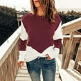 thumbnail image 3 of Gibobby SuéTer De Invierno Para Mujer Suéter de punto con cuello redondo y manga larga para mujer(Rojo,XG), 3 of 4