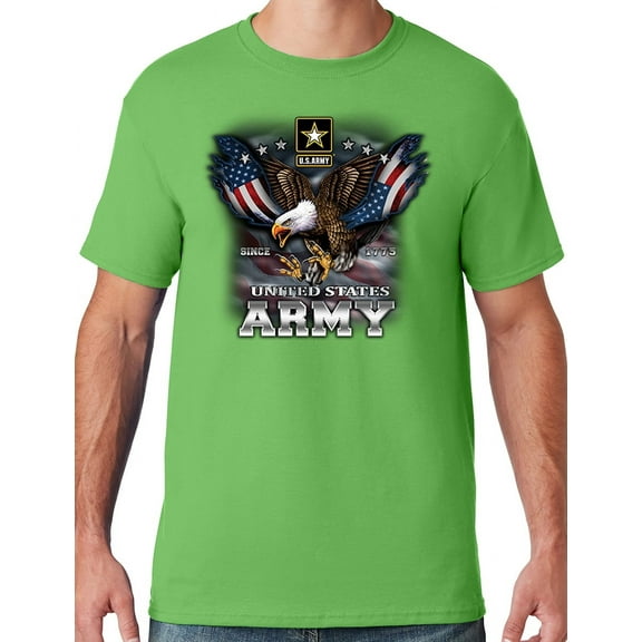 Mens US Army Patriotic Eagle T-shirt, XL Kiwi Green