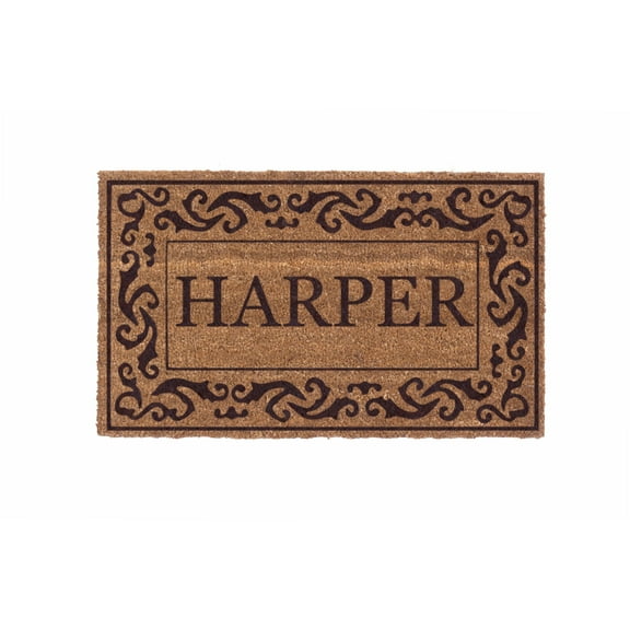 CocoMatsNMore Personalized Brown Rolling Scrolls Doormats with Vinyl Backing 18" x 30"