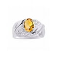 thumbnail image 1 of RYLOS Bagues pour Femmes Bague en Or Blanc 14K Pierre Précieuse Ovale 8X6MM et Diamants Design Classique Novembre Citrine Bijoux pour Femmes Taille 5, 1 of 7