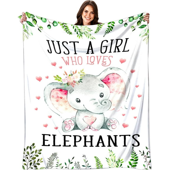Elephant Blanket Gifts for Women Elephant Gifts for Elephant Lovers Soft Flannel Elephant Throw Blanket for Kids Adults 50"x40"