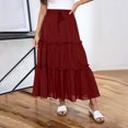 thumbnail image 2 of Loopsun Womens Summer Skirts, Women's Summer Casual Fashion Solid Color Fold Elastic Waist Skirt Wine S, 2 of 5