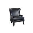 thumbnail image 2 of Porter Designs Grant Wingback Crackle Leather Accent Chair with Nailhead - Black, 2 of 8
