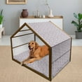 thumbnail image 2 of Fish Scale Pet House, Japanese Wave Circle Pattern with Pastel Colors Vintage Retro, Outdoor & Indoor Portable Dog Kennel with Pillow and Cover, 5 Sizes, Mauve Taupe Multicolor, by Ambesonne, 2 of 4