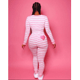 thumbnail image 3 of SUNSIOM Combinaison Décontractée Slim pour Femmes, Col Boutonné Manches Longues Justaucorps Rayé, 3 of 6