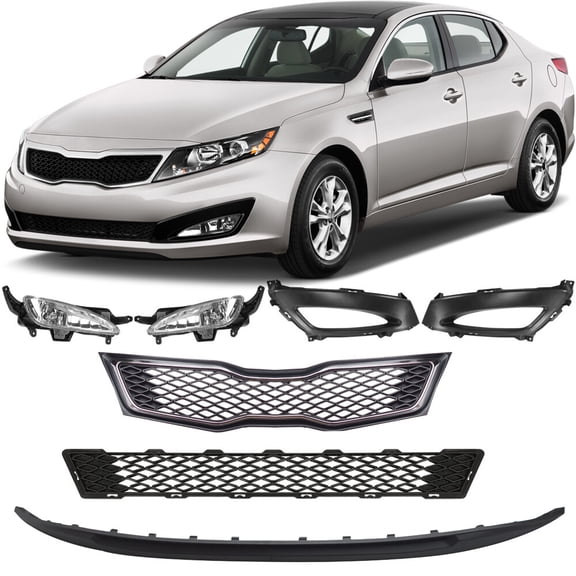 For Kia Optima 2011- 2013 SX/SXL Front Upper Lower Grille Fog Light Covers Kit
