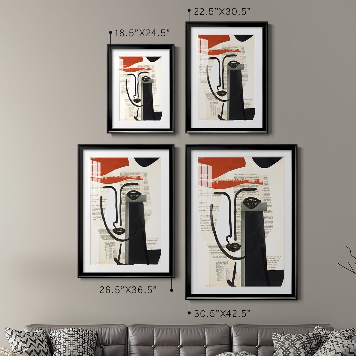 Wexford Home Faces of A Century V Premium Framed Print, 22.5" x 30.5" - Ready to Hang, Black (Set of 2)