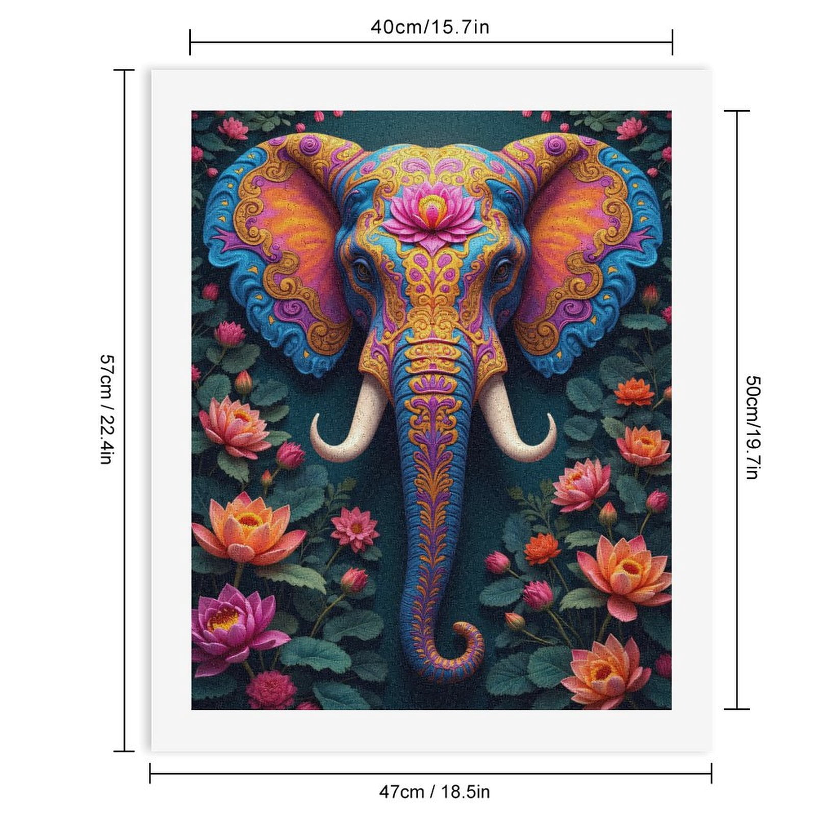 Paint By Numbers Kit for Adults Beginner - DIY Elephant Lotus Floral Art Pattern Canvas Painting Kits for Adults, Frameless Paint By Number for Adults for Home Wall Decor 16x20 Inch