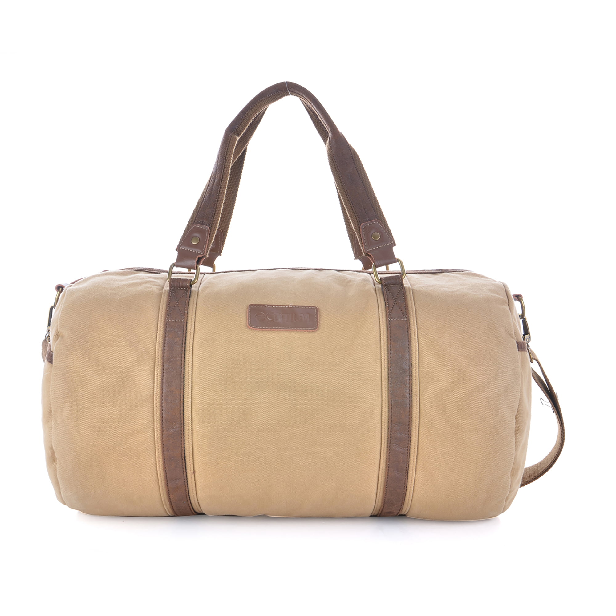Gootium Vintage Canvas Duffel Bag Travel Tote Shoulder Gym Bag Weekend Bag, Khaki Large ...