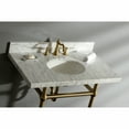 thumbnail image 2 of Kingston Brass KVPB36MB7 Templeton 36" Carrara Marble Bathroom Vanity Top with Legs (8-inch, 3-Hole), Carrara Marble White/Brushed Brass Finish, 2 of 6
