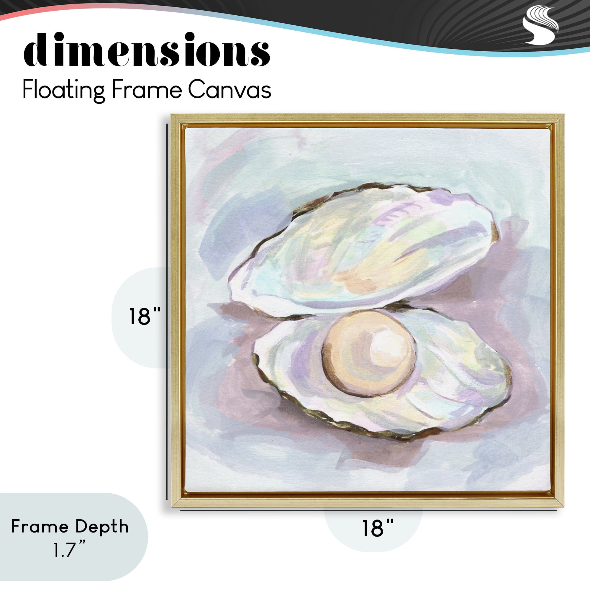Stupell Industries Silent Opal Clam Pearl Gold Framed Floater Canvas Wall Art, design by Melissa Wang