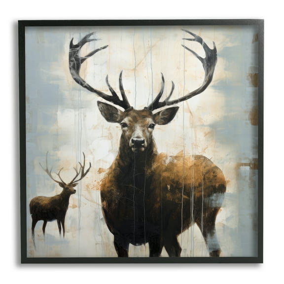 Stupell Industries Spirit of the Wild Deer Animals & Insects Painting Black Framed Art Print Wall Art, 12 x 12