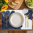 thumbnail image 4 of Navy Blue Gold Placemats Set of 8, Abstract Line Art Troditional Ink Painting Placemats for Dining Table, Place Mats for Kitchen Tabletop, Waterproof Wipeable Dining Table Mats Set, 4 of 9