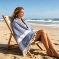 thumbnail image 2 of Beach Towel Oversized 39x71 Inch Soft Cotton Peshtemal Turkish Beach Towel with Fringes for Beach Pool and Summer Vacation, 2 of 7