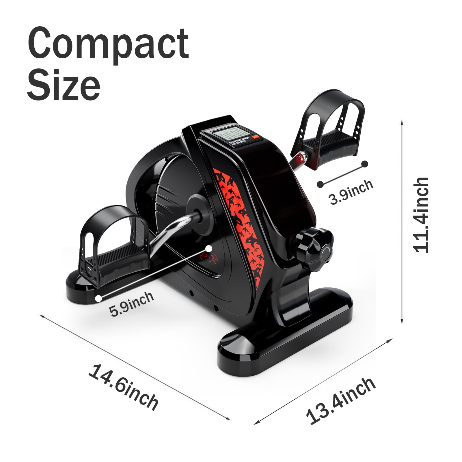 Mini Exercise Bike Under Desk Bike Pedal Exerciser Portable Foot Cycle Arm & Leg Peddler Machine with LCD Screen Displays