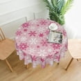 thumbnail image 2 of Pink Christmas Round Tablecloth 60 Inch Hot Pink White Xmas Snowflake Winter Holiday Theme Decorative Table Cloth Seasonal Rustic Farmhouse for Indoor Party Kitchen Dinner Picnic Decor, 2 of 8