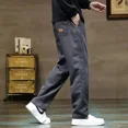 thumbnail image 5 of Pantalones de vestir holgados y finos de verano para hombre, pantalones de trabajo rectos, formales, anchos, sueltos, informales, ropa de calle, pantalones económicos, estéticos y atractivos, 5 of 5