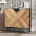 thumbnail image 1 of Armoire de Rangement de 31,5 Po avec Tablette et Portes, Buffet Moderne avec Rangement, Armoire d'Appoint Autoportante pour Salle à Manger, Salon, Entrée, Noir+grain de Noyer, 1 of 7