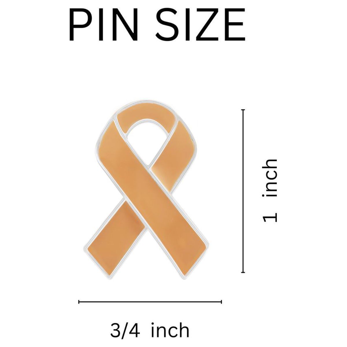 Fundraising For A Cause Flat Peach Ribbon Awareness Pins - 5 Pack, Sterling Silver Plated With Tac Backing, 1" X 0.5" - View #10
