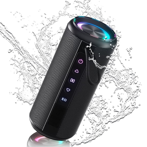 Bluetooth Speakers,30H Playtime,TWS & IPX7 Waterproof,Portable Wireless Speaker V5.4 with 30W Loud Stereo Sound, Outdoor Speaker,Custom EQ, Portable for Camping, Beach, and Backyard,Black
