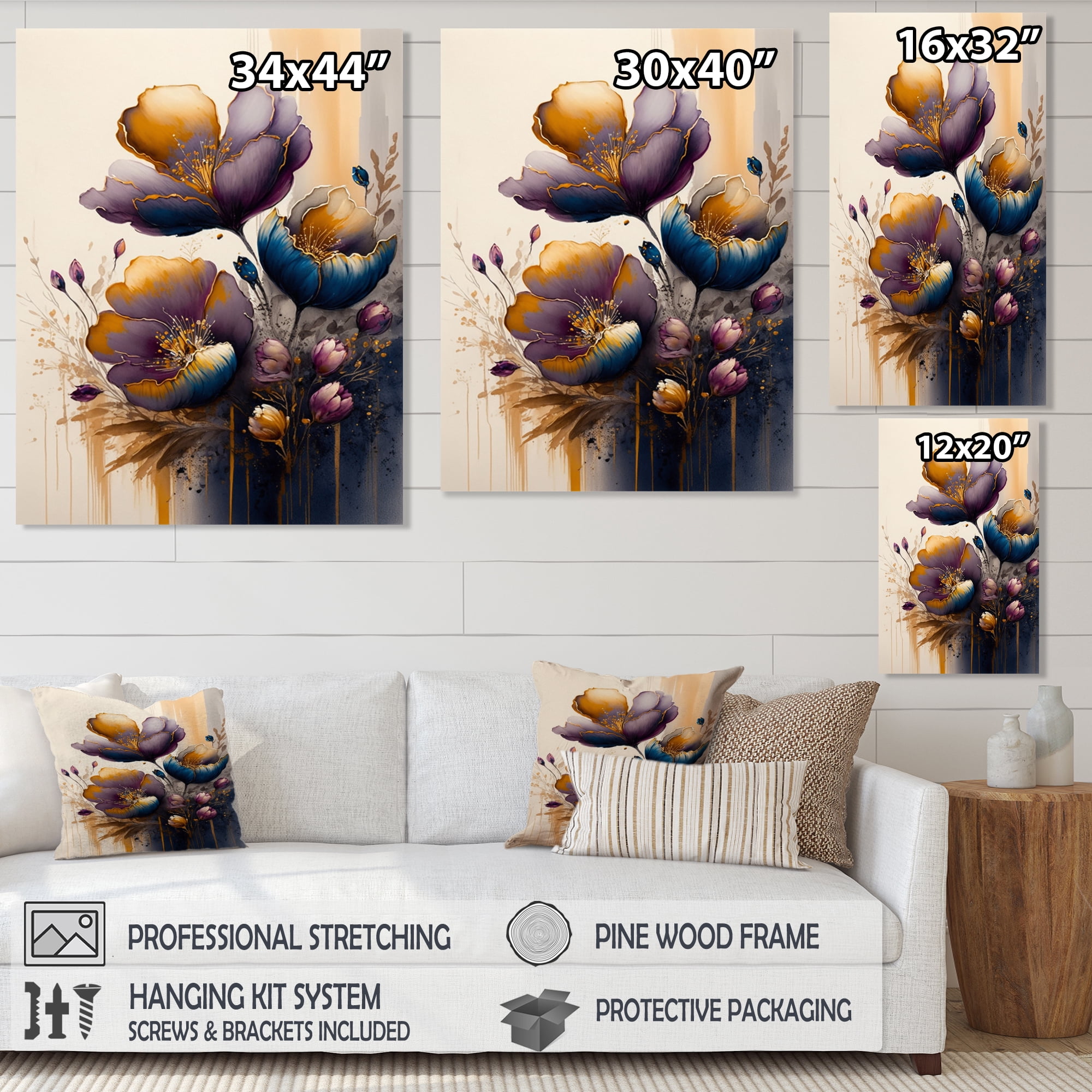Designart Red Blooming Crocus Flowers II Canvas Wall Art