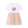 thumbnail image 2 of Bellafa Toddler Applique Tutu Dress Little Girls Fluffy Sleeve Summer Dresses Casual Party Tulle Sundress for Kids 2-7Y, 2 of 7