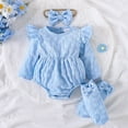 thumbnail image 2 of Kogui Fall Outfit Baby Girl Baby Girl Clothing Set 3pc Frill Long Sleeve Romper and Pant Set Baby Girl Newborn Outfits Coming Home 0 3 6 9 12 18 24 Months (Blue,3-6 Months), 2 of 9