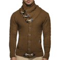 thumbnail image 1 of Suéter de cuello alto de invierno para hombre, de color sólido, botón de punto hacia abajo, delgado C Feliz Sencillez, 1 of 4