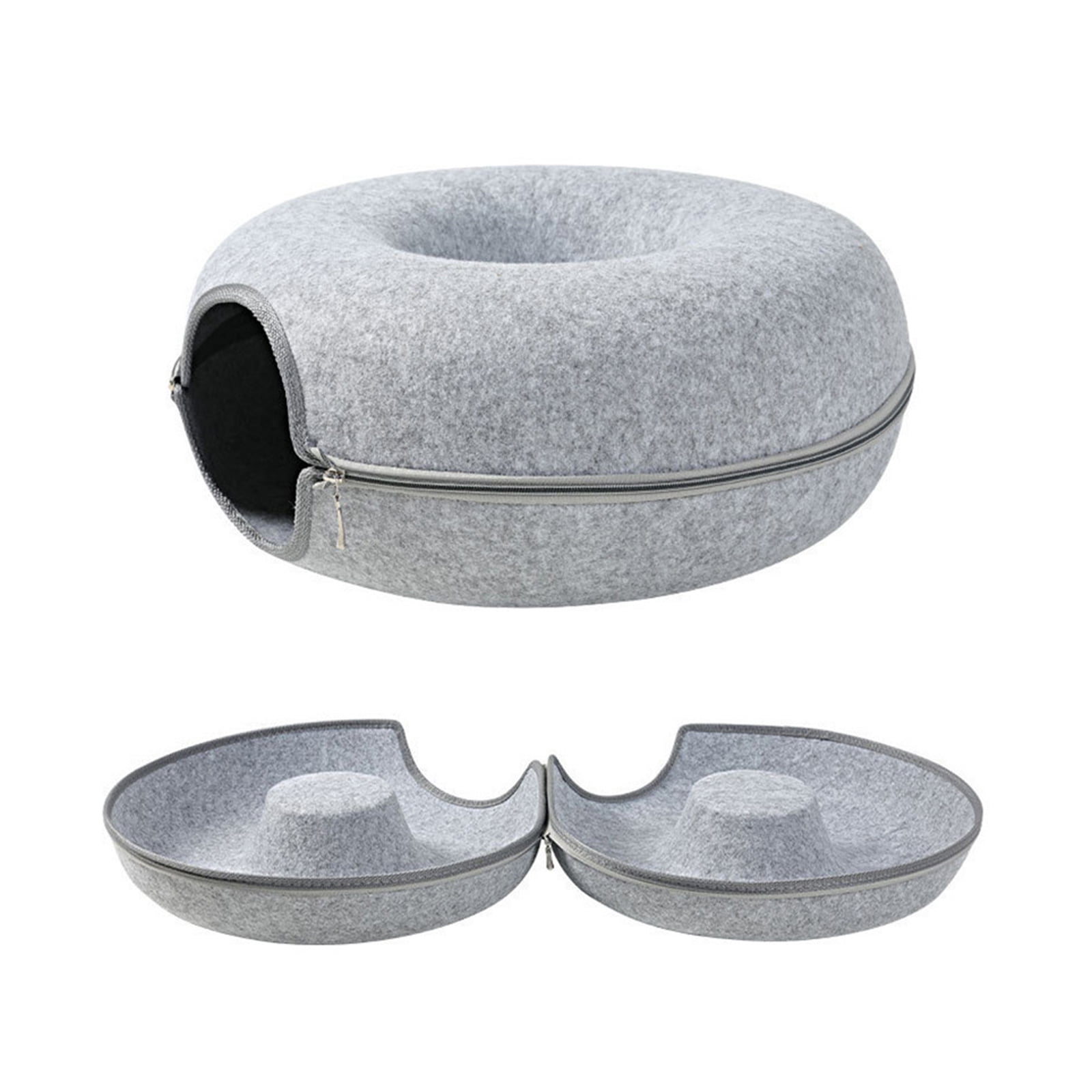 Round Tunnel Bed for Cats Removable Soft Felt Tube Cat Toy with Peephole
