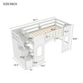 thumbnail image 5 of Low Loft Bed with Stairs, Twin Size Loft Beds with Castle Guardrail and Window, Wooden  Space Saving Loft Bed with Storage, No Box Spring Needed (White), 5 of 8