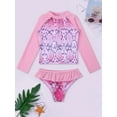 thumbnail image 5 of MSemis Girls Mermaid Swimsuit 2-Pieces Rash Guard Sets Bathing Suit, Size 3T-16 Pink Serpentine 6, 5 of 6