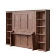 thumbnail image 5 of Harper & Bright Designs Full Size Murphy Bed with Desk, Wooden Full Cabinet Bed Wall Bed with Bookshelf, Folding Wall Chest Bed for Bedroom Guest Room, Dark Brown, 5 of 10