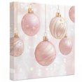 thumbnail image 2 of Ships Next Day Canvas Wall Art 8"x8", Pink Christmas Wood Framed Canvas Print Painting, Christmas Balls Snowflake Ready to Hang Small Picture Wall Decor for Home Bathroom Nursery Kitchen, 2 of 9