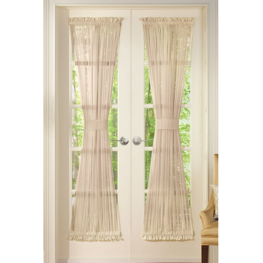 Collections Etc Sheer Door Panel Curtains, 59" X 72", Taupe Walmart