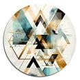 thumbnail image 2 of Designart "Boho Greens Triangular Intrigue IV" Modern Geometric Round Metal Art, 2 of 5