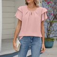 thumbnail image 2 of Round-neck, fly-sleeved chiffon T-shirt, 2 of 10