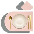 thumbnail image 1 of Uxcell Placemats Coasters Set of 2, PU Leather Dual Sided Bread-shape Table Mats Coasters, Washable Heat Resistant Waterproof Oil Proof Place Mats for Kitchen Table (Pink/Dark Grey), 1 of 7
