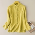 thumbnail image 2 of vigerkar Women's Button Down Shirts Work Office Business Blouses Soft Casual Oversized Boyfriend Tops with Pockets (Yellow, XXL), 2 of 7