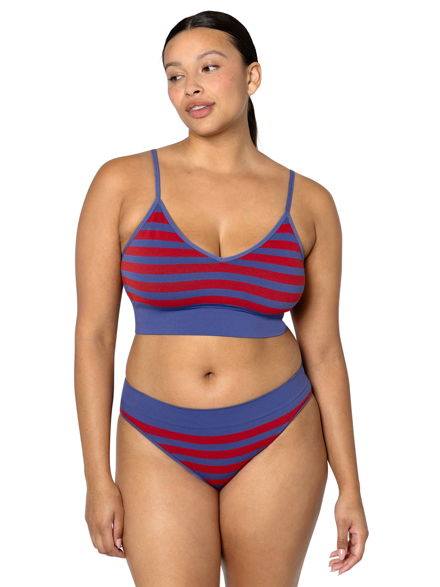 fresh collection by Fruit of the Loom Women's Seamless Cami Bralette and Bikini Underwear Set