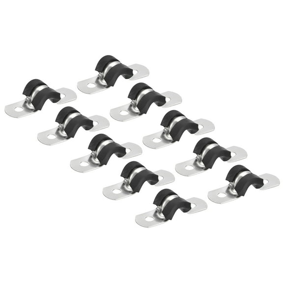 Uxcell 10mm Rigid Pipe Strap Clamp, 12 Pcs 304 Stainless Steel Two Hole U-shape Tube Clip