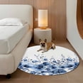 thumbnail image 2 of Blue Blooms Floral Round Area Rug 6Ft Washable Circle Rugs for Bathroom Office, Farmhouse Spring Flowers Botanical Non-Slip Carpet Floor Mats Indoor Outdoor Carpet Runner Aesthetic Home Decor, 2 of 8